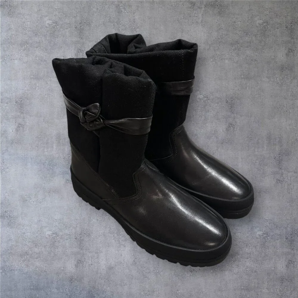 NEW $590 - KENZO Boots/booties Woman's EU SIZE 38 Black LEATHER/CANVAS